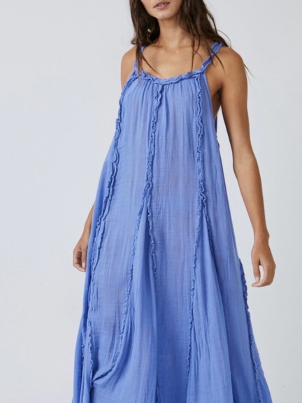Free People McKinley Blue Lightweight Maxi Dress - Casual Summer Slip Dress